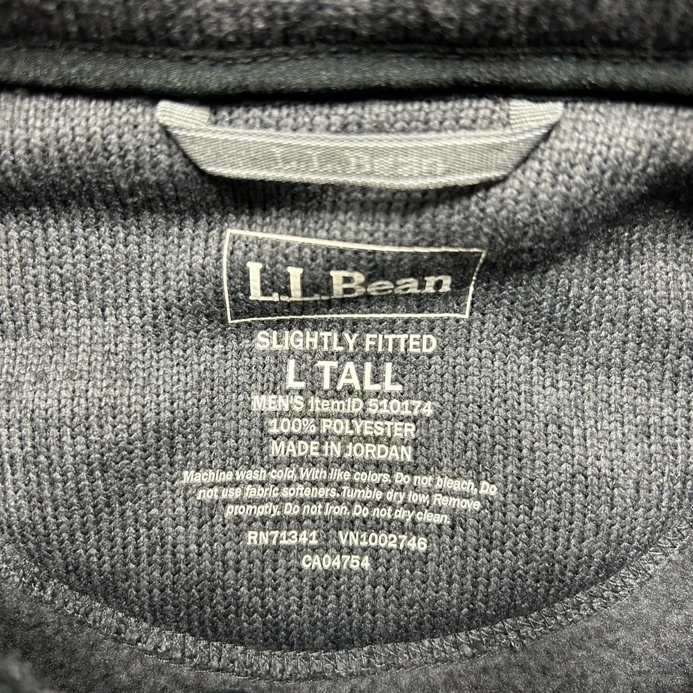 L.L.Bean Sweater Fleece Vest Mens L Tall Charcoal Gray Heather Slightly Fitted